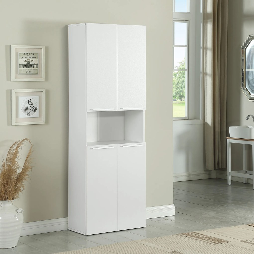 Kúpeľňová skrinka s košom Houseland Nelly matná biela