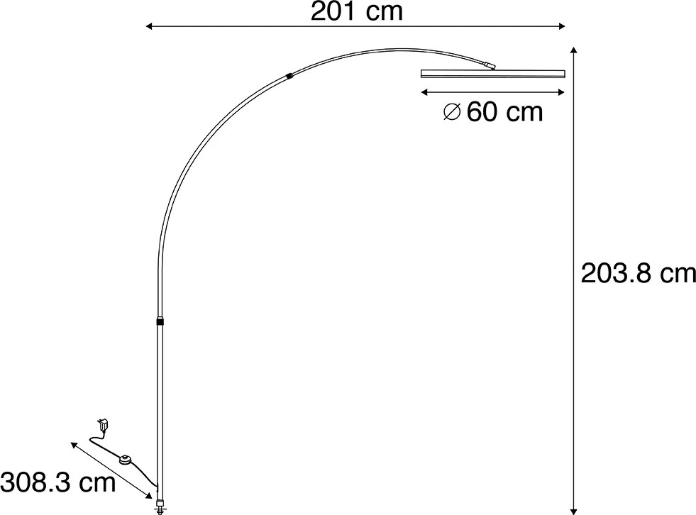 Dizajnová oblúková stojaca lampa zlatá vrátane LED s 3-stupňovým stmievaním - Anello
