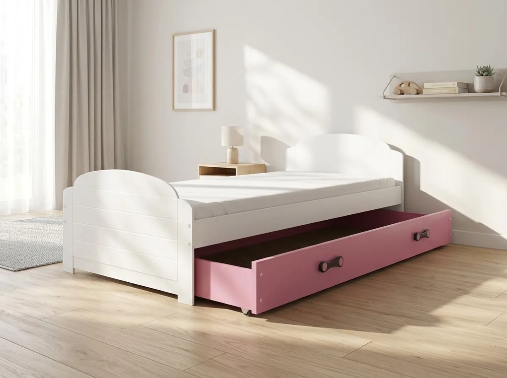 Posteľ LILI 200x90 biela - ružová