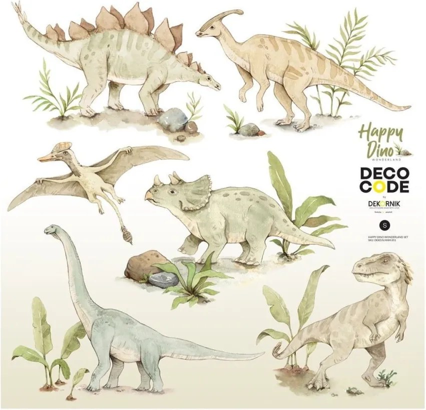 Samolepka do detskej izby šťastná ríša divov dino L