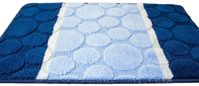 Kúpeľňový koberček SIENA modrý, bodky / pruhy