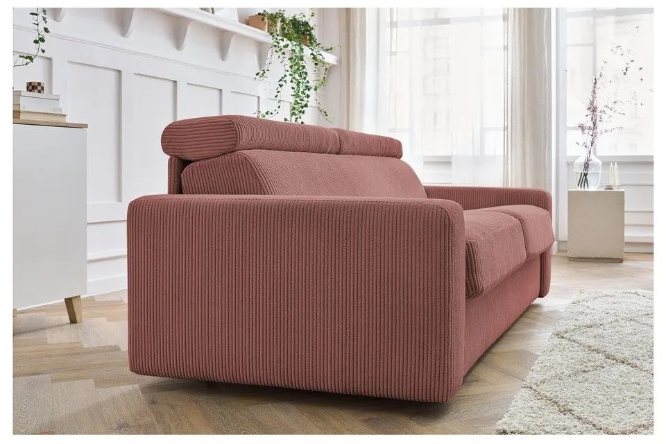 Ružová menčestrová rozkladacia pohovka 215 cm Monaco – Bobochic Paris