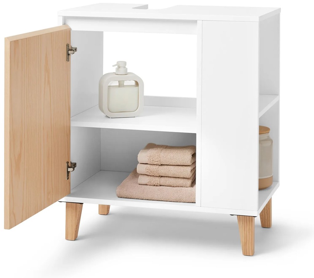 Umývadlová skrinka s dvierkami a poličkou naboku