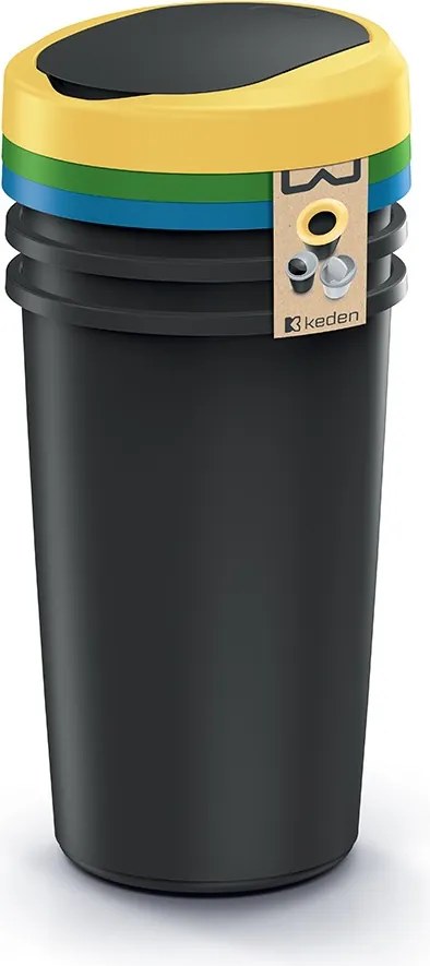 Sada okrúhlych odpadkových košov COMPACTO FLAS 3x 25 L čierna