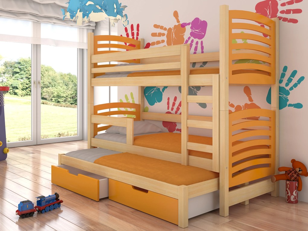 Poschodová detská posteľ 180x75 cm. Vlastná spoľahlivá doprava až k Vám domov. 1052124