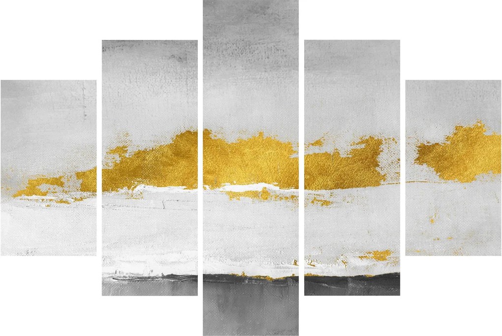 Obraz - Zlaté a šedé ťahy (150x105 cm)