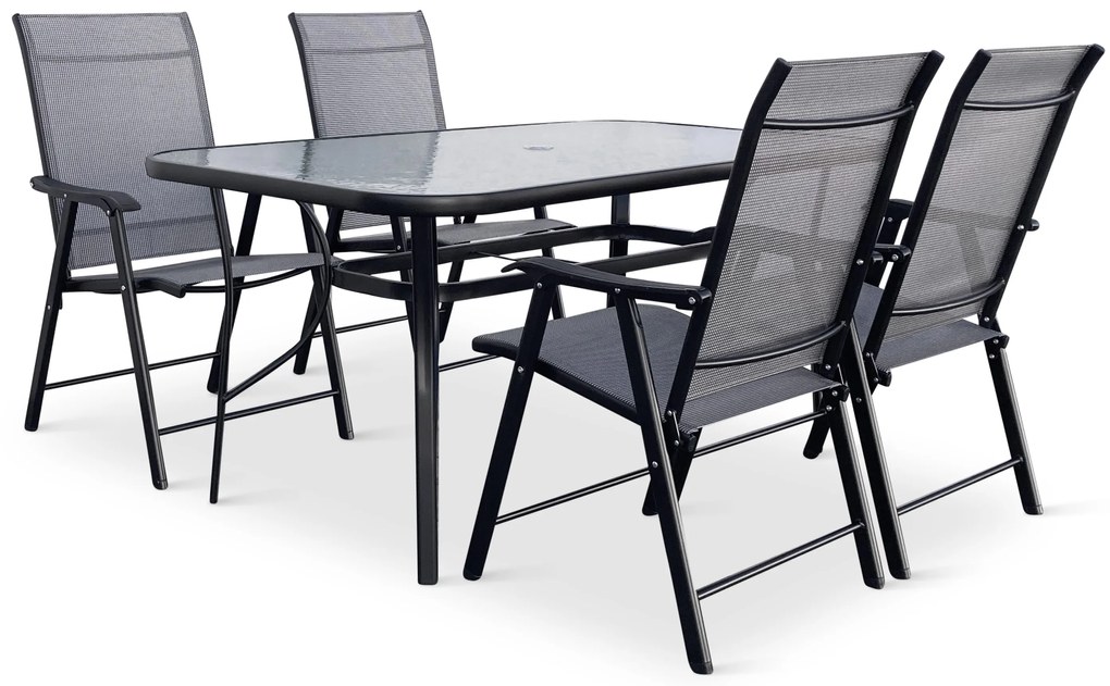 Noela Záhradný jedálenský set Porto 150 cm + 4x kovová stolička Solano