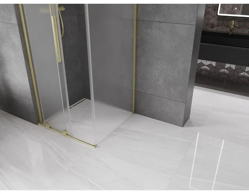 Mexen Velar L, sprchový kút s posuvnými dverami 120 x 120 cm, 8mm sklo námraza, zlatá matná, 871-120-120-33-55