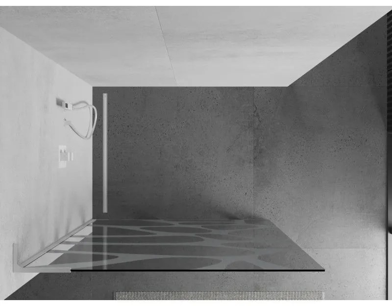 Mexen Kioto L, sprchová zástena Walk-In 110 x 200 cm, 8mm číre sklo biely vzor, biely profil, 800-110-103-20-97