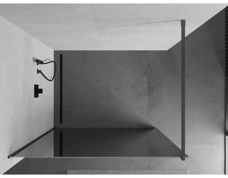 Mexen Kioto, sprchová zástena Walk-In 80 x 200 cm, 8mm sklo vzor zrkadlo, grafitový profil, 800-080-101-95-50