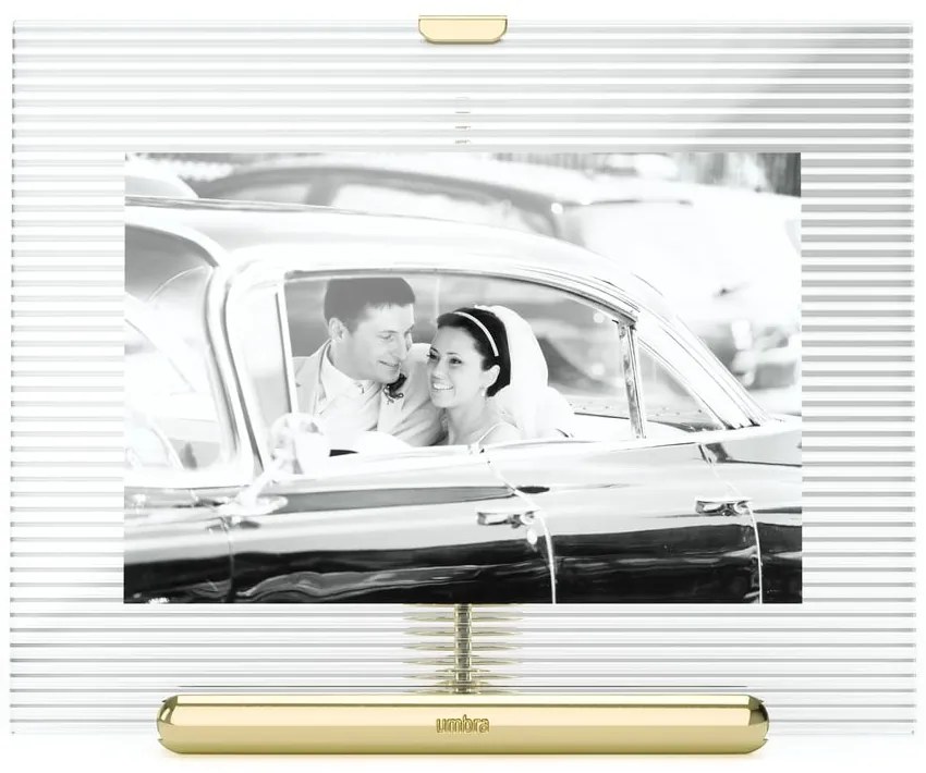 Sklenený stojací rámček v zlatej farbe 16x20 cm Flute – Umbra