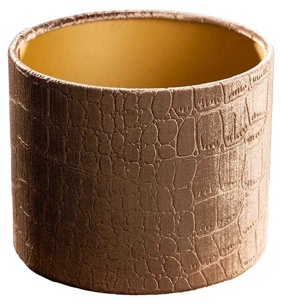 Zamatový tienidlo na lampu s krokodílim vzorom a zlatým vnútorným povrchom 18/18/14