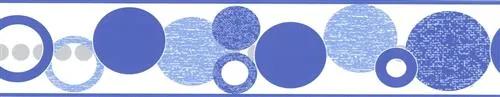 Samolepiaca bordúra D58-017-3, rozmer 5 m x 5,8 cm, kruhy modré, IMPOL TRADE
