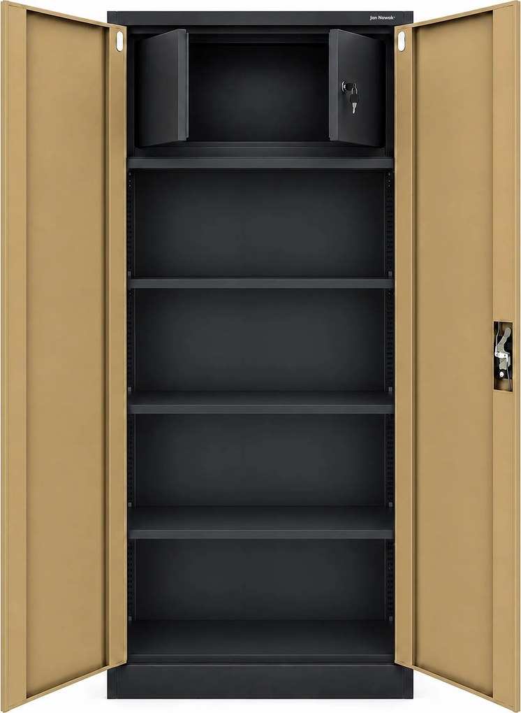 Kovová skriňa s úložným priestorom antracitová/orech, 900x1850x450 mm: TOMASZ Eco Design