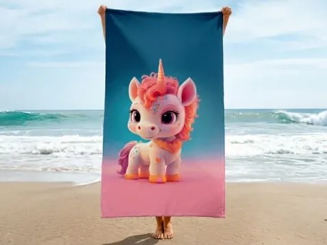 Detská plážová osuška Phantasy Jednorožec, 80x160 cm%