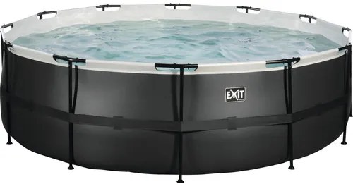 Nadzemný bazén rámový EXIT Black Leather Style ø450 x 122 cm dizajn kože s pieskovou filtráciou a rebríkom čierny