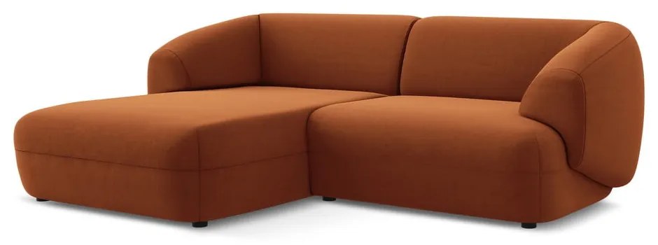 Oranžová zamatová rohová pohovka (ľavý roh) Moana – Makamii