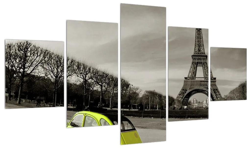 Obraz Eiffelovej veže a žltého auta (K011377K12570)