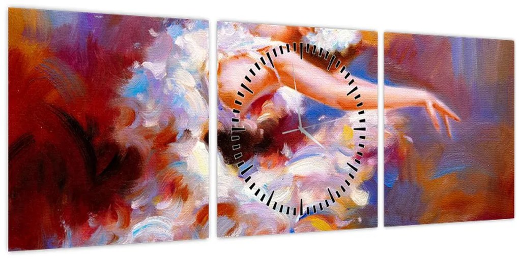 Obraz - Baletka, maľba (s hodinami) (90x30 cm)
