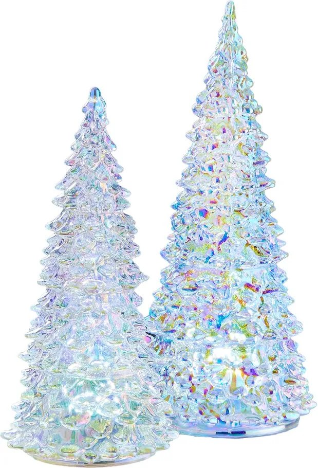 CRYSTAL LED Jedľa sklenená 28 cm - strieborná