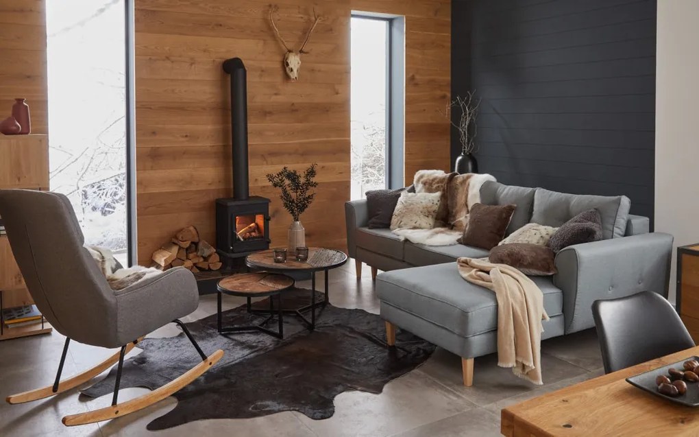 Set 2 ks stolíkov Oxford, masívne drevo/kov