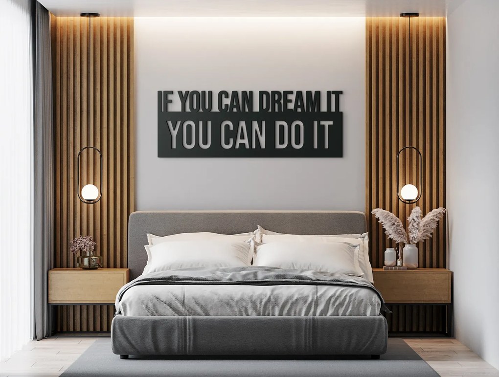 drevko Motivačný citát You can do it Rozmer obrazu: 22,5 x 62,5 cm, Farba dekorácie: Čierna
