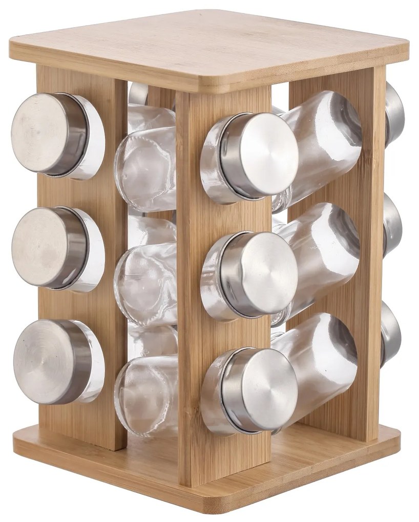 Bambusový stojan Modern Kitchen s 12 ks kořenek hnědý