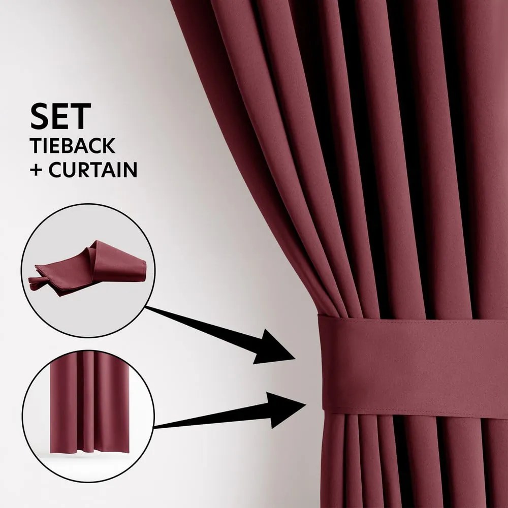 Vínový zatemňovací termo záves 140x245 cm Pleat – Restilo