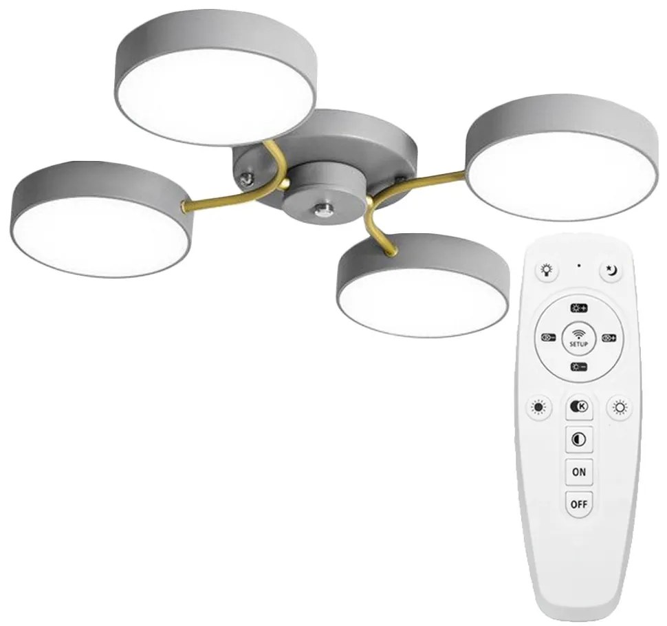 Toolight - LED stropné svietidlo APP210-3CPR + diaľkové ovládanie, šedá-zlatá, OSW-08473