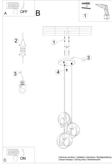 Sollux SL.1084 - Luster na lanku TULOS 3xE27/60W/230V biela