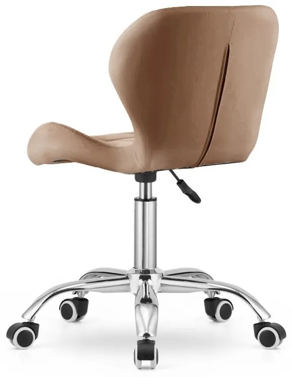 Set do pracovne ZARIMO stôl 80x40 cm, biela + kreslo AVOLA VELVET svetlo hnedé