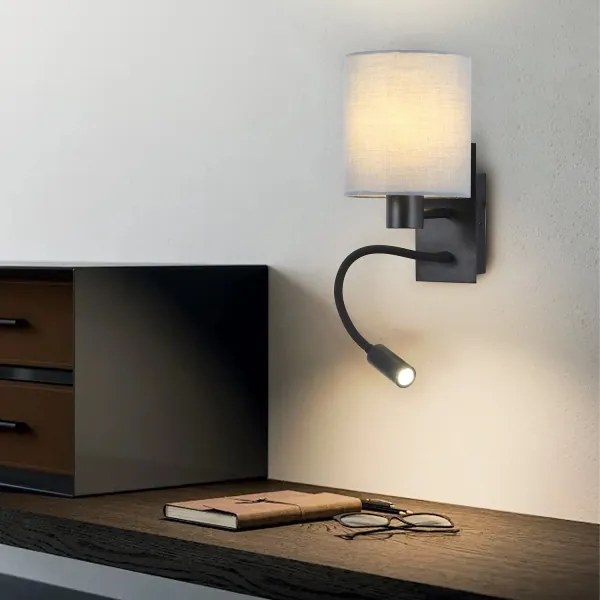 Brilagi - LED Flexibilná nástenná lampa NUBILA 1xE27/25W/230V + LED/3W čierna/šedá