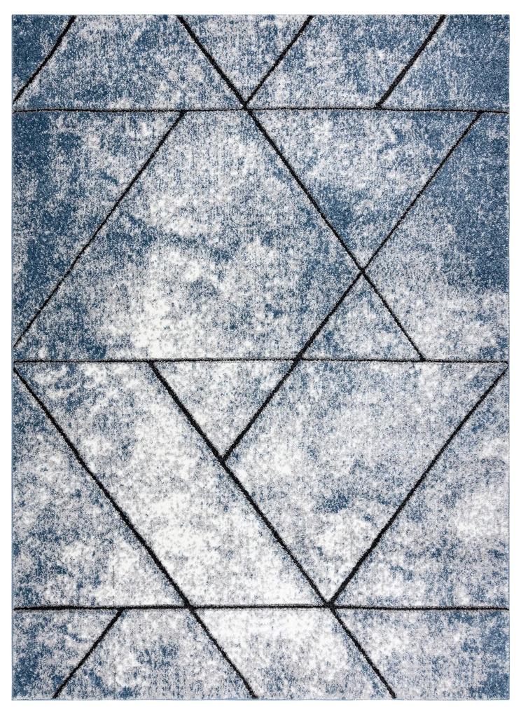 Moderný koberec COZY 8872 Wall,   geometrický , trojuholníky - Štrukturálny,  dve vrstvy rúna, modrá