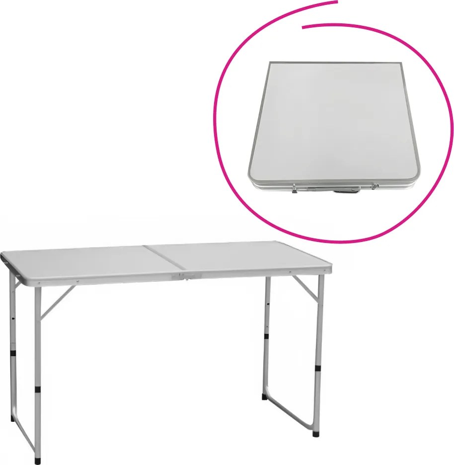 Skladací kempingový stôl, 120 cm, hliník/MDF, KEPI TYP 1