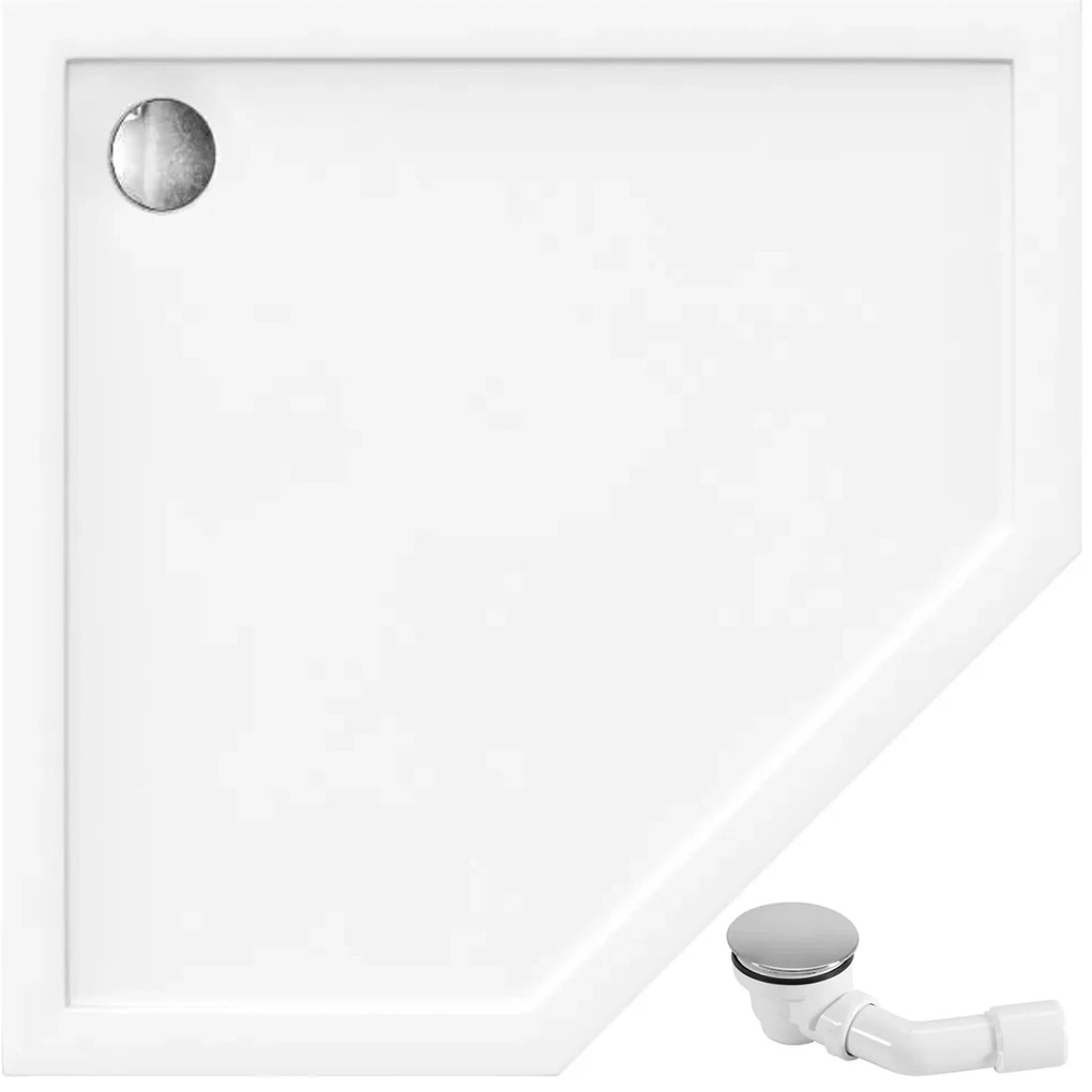 Rea Diamond - akrylátová sprchová vanička 80 x 80 x 5 cm + sifón, biela, REA-K8544