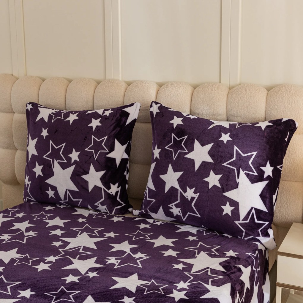 Mikroplyšové obliečky HVIEZDY fialové Rozmer obliečky: 70 x 90 cm | 140 x 200 cm