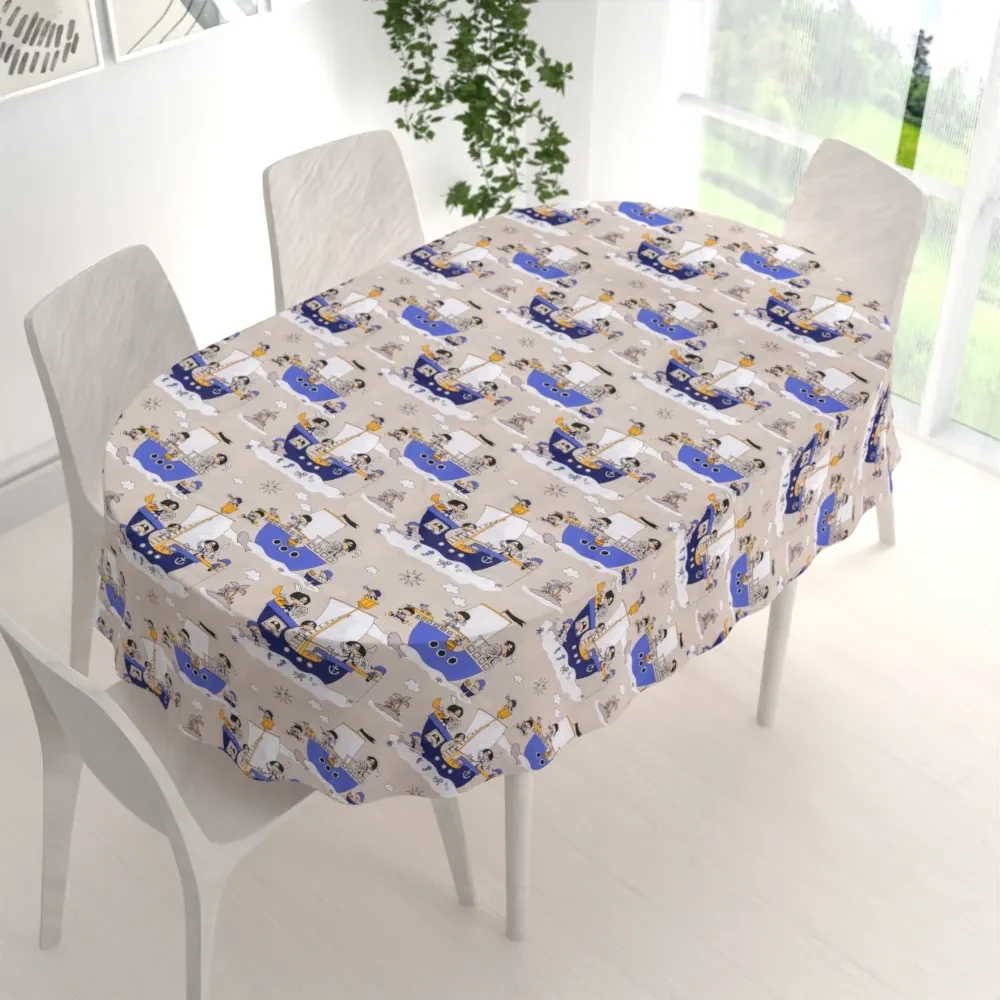 Biante Detský bavlnený oválny obrus Sandra SA-022 Piráti na mori 140x220 cm