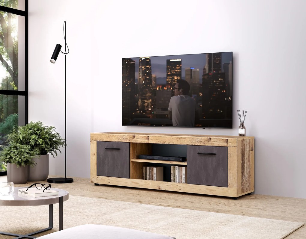 TV stolík Luna 140 cm dub Matera svetlý/antracit