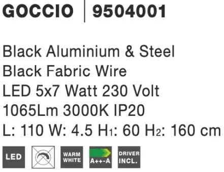 LED luster Goccio 110 čierna