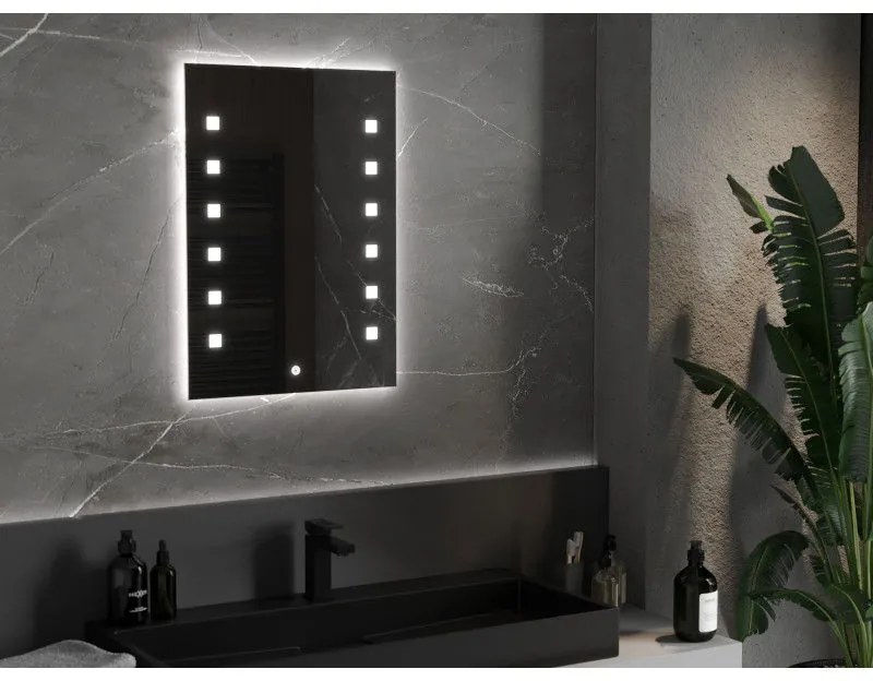 Mexen Ner, LED kúpeľňové zrkadlo s podsvietením 50x70 cm, 6000K, ochrana proti zahmlievaniu, 9809-050-070-611-00