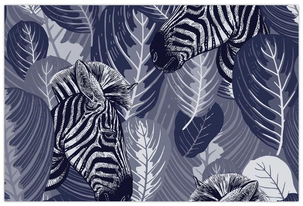 Obraz - Zebry medzi listami (90x60 cm)