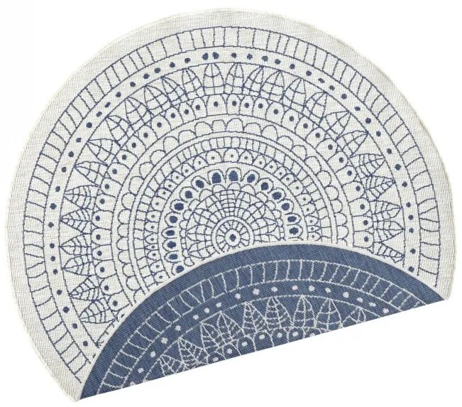 NORTHRUGS - Hanse Home koberce Kusový koberec Twin-Wendeteppiche 103104 creme blau – na von aj na doma - 240x240 (priemer) kruh cm