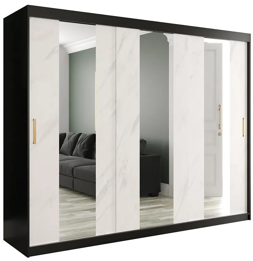 Skriňa Marmur Pole 250 čierna/mramor biely