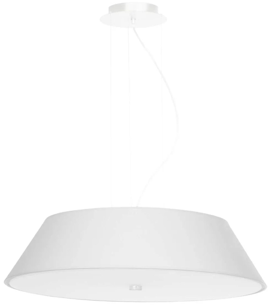 Závesné svietidlo Vega, 1x biele textilné tienidlo, (biele sklo), (fi 60 cm)