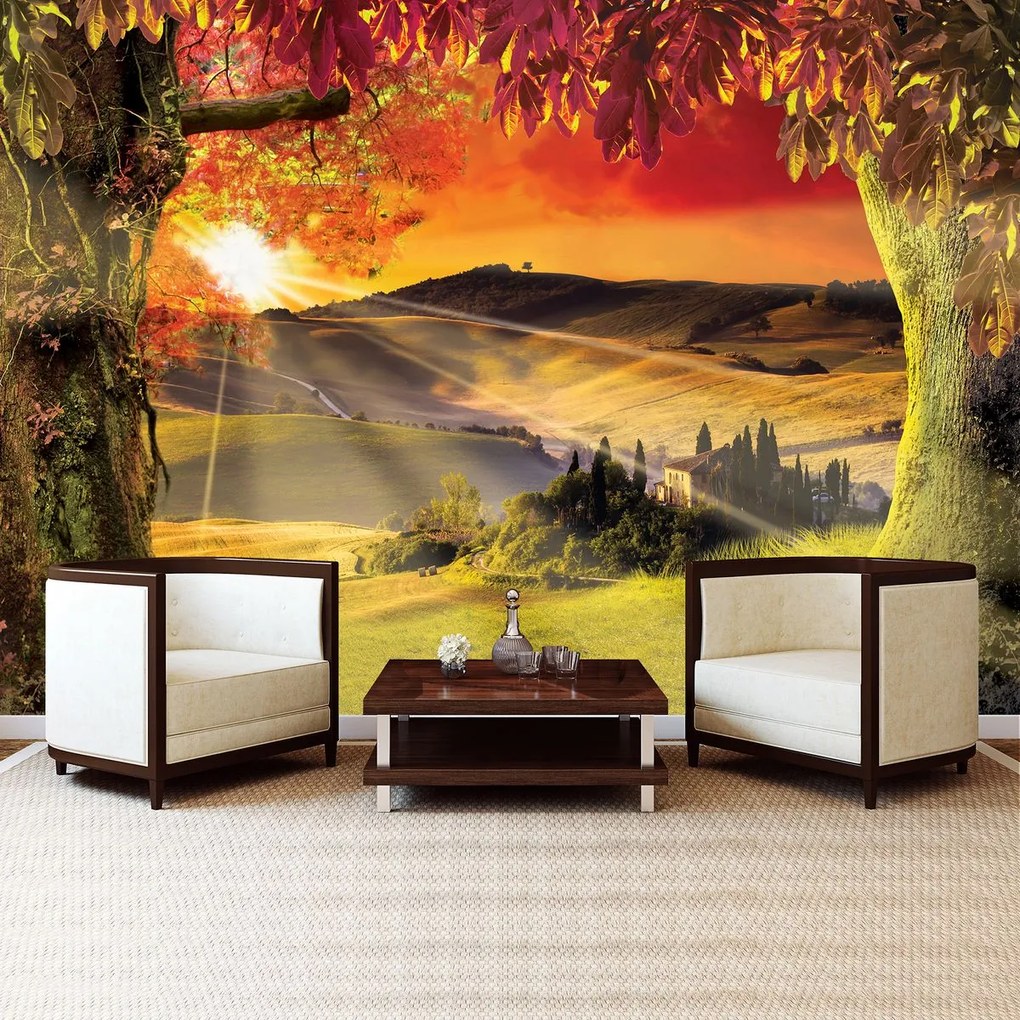 Fototapeta - Toskánsko pri západe slnka (152,5x104 cm)