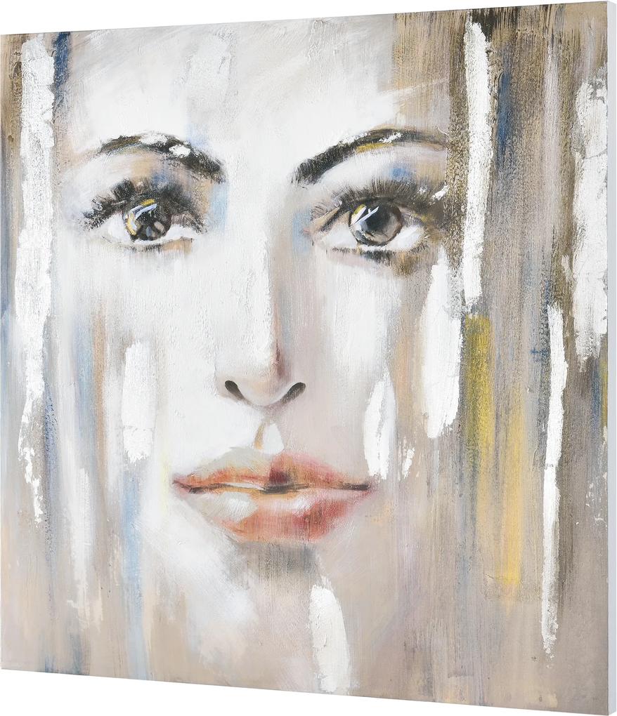 [art.work] Ručne maľovaný obraz - dievča - plátno napnuté na ráme - 100x100x3,8 cm