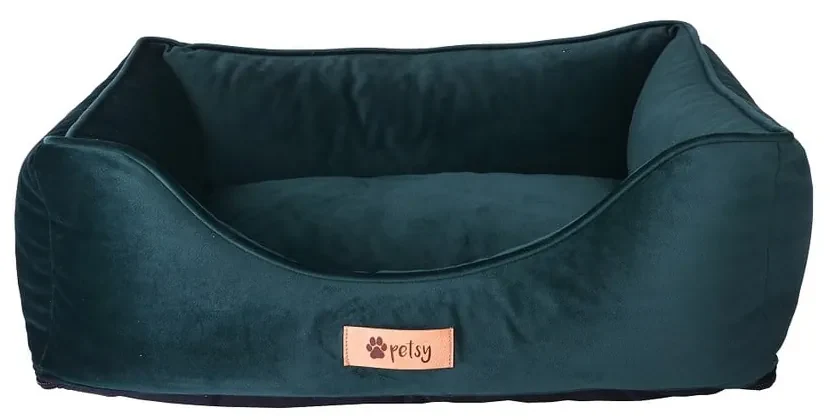 Tmavozelený zamatový pelech 55x42 cm Royal - Petsy