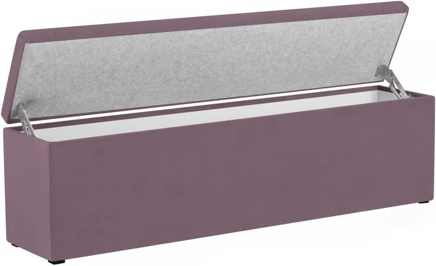 Fialový otoman k posteli s úložným priestorom Kooko Home Manna, 47 × 140 cm