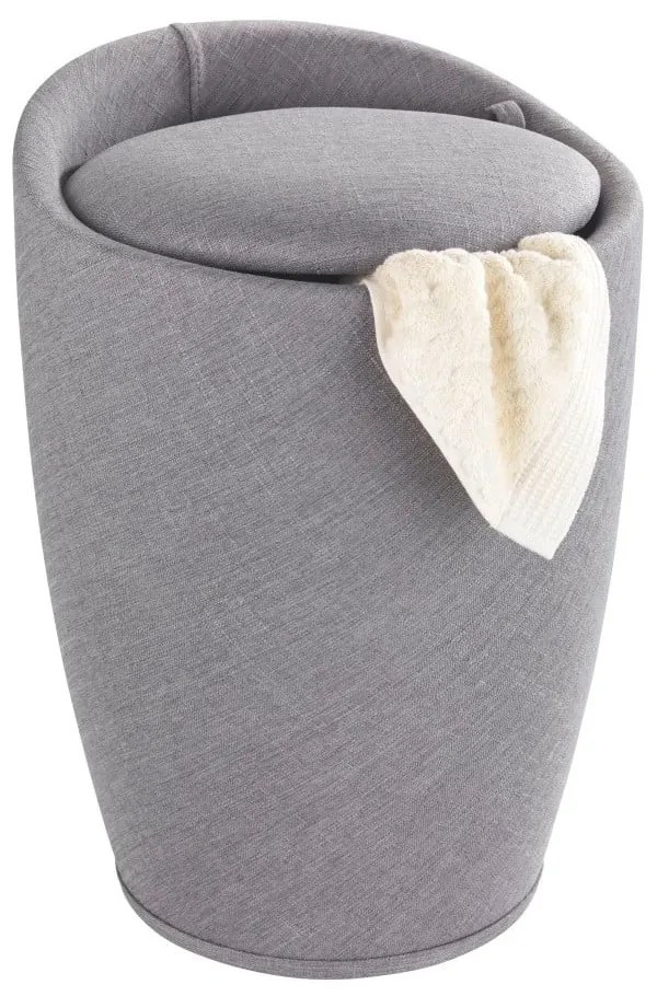 Svetlosivý kôš na bielizeň a taburetka v jednom Wenko Linen Look, 20 l