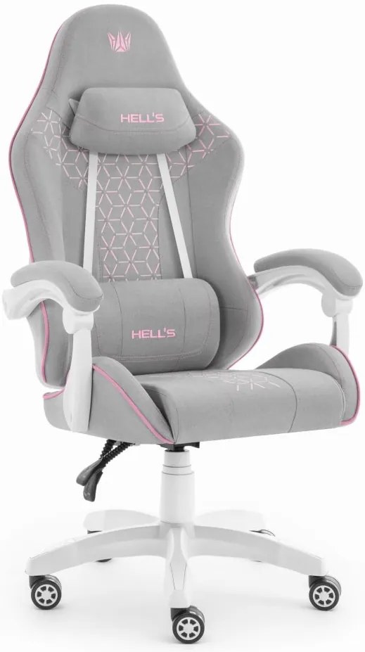 Herná stolička HC-1008 2.0 s ergonomickými vankúšmi - sivo-ružová